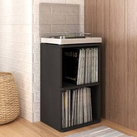 Way Basics 819767013846 2-shelf Cube Book Case Vintage Vinyl Record Album Black Modern And Cont