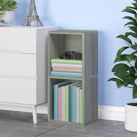 Way Basics 819767015444 2 Tier Display Case Storage Cube Unit Tool-free London Grey N/a