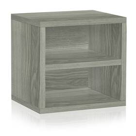 Way Basics 819767015789 Modular Cubby Organizer 2 Tier Shelf - Bookcase London Grey Modern &