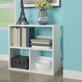 Way Basics 819767016090 Troika 3 Shelf Bookcase - Storage Display White Modern And Contemporary