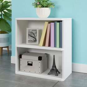 Way Basics 819767016113 Duo Rectangle 2 Tier Bookshelf - Display Shelf White Modern And Contemp