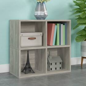 Way Basics 819767016731 4 Cubby Bookshelf Cube Shelf Closet Organizer And Aspen Grey Modern &