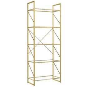 Wedealfu Inc 197839381216 Moasis 5 Tiers Bookshelf Acrylic Shelves Gold Bookcase