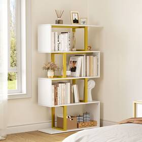 Wedealfu Inc 197839416659 Hermoth Wood 5 Tiers Bookshelf S-shaped Z-shelf Style