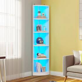 Wedealfu Inc 197839797819 Herrell Wood 5-tier 70.8 Inch Tall Corner Bookshelf Bookcase