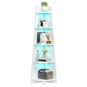 Wedealfu Inc 197839945753 Moasis 5-tier Corner Ladder Display Bookshelf With Led