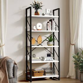 Wedealfu Inc 840327971702 Roul Wood 5 Tiers Bookshelf Modern Bookcase Storage Rack