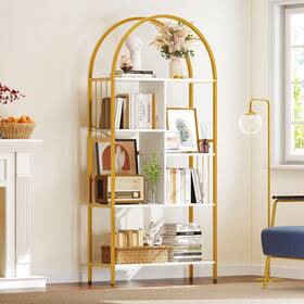 Wedealfu Inc 840327971962 5-tier Arched Bookshelf And Bookcase Gold Frame For Bedroom
