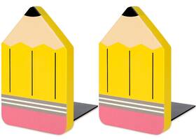 Whaline W13832 2 Pcs Yellow Pencil Wood Bookends Back To School Wooden