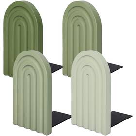 W13833 Whaline 4pcs Boho Arch Wood Bookends Sage Green Rainbow Wooden