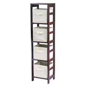 92841 Winsome Capri 4 Section N Storage Shelf With Foldable Fabric Baskets