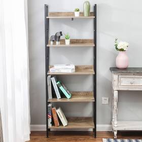 Winsome House Inc. 810000775194 5-shelf 63 Inch H X 23.62 W Wood And Metal Etagere Bookcase Tan/black Farmhouse Ru