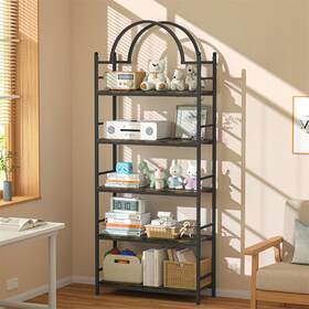 Xyunte202406148 Wisfor Tall 5 Tier Industrial Bookshelf Bookcase Open Shelf Metal Framed Large Capacity