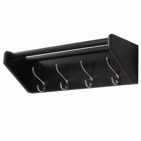 24hcrnbk Wooden Mallet Nickel Black 4 Hook Shelf