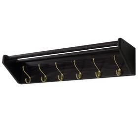 36hcrbk Wooden Mallet Black 6 Hook Shelf 3.75 Inch
