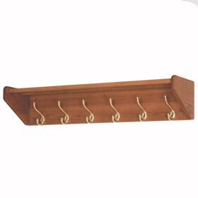 6-brass Wooden Mallet 36hcrmo 37-inch Hook Shelf Medium Oak