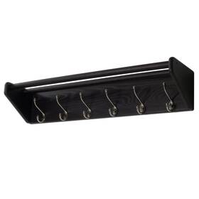 36hcrnbk Wooden Mallet Black 6 Hook Shelf 3.75 Inch