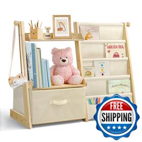 Wooshwa B0f4qrsv6g Kids Bookshelf And Toy Organizer 2 In 1book Shelf For Rooms