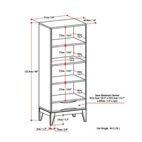Wyndenhall 055663204487 Pearson Solid Hardwood 60 Inch X 24 Mid White W 16 D H