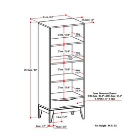 Wyndenhall 055663204494 Pearson Solid Hardwood 60 Inch X 24 Mid Black W 16 D H