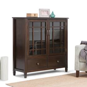 Wyndenhall 840469024854 Hampshire Solid Wood 46 Inch Wide Traditional Dark Chestnut Brown