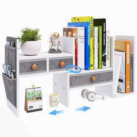 B083k58t3g X-cosrack Adjustable Desk Shelves For Storage Desktop Bookshelf With 3 Drawe