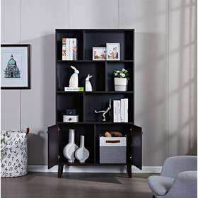 Yjtonwin 529343610399 67 Inch Bookcase Sideboard 3-tier Bookshelf With Storage Espresso Industrial