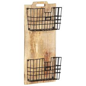 Yjtonwin 966234694012 Wall-mounted Magazine Rack Solid Rough Mango Wood Bookshelf Brown Industrial