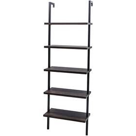 Yjtonwin 966234709419 5-shelf Wood Ladder Bookcase 5-tier Shelf Dark Walnut And Black Fra
