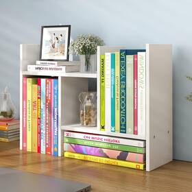 Ysjilide 723661190056 Jld Wood Adjustable 5-shelf Desktop Bookshelf 7d X 24w 13h In White