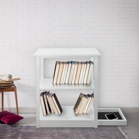 Yu Shan 030159002815 Adams 3-shelf Bookcase With Concealed Sliding Track White Casual