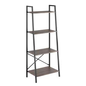 Zenvida 810069080239 Bookshelf 4 Tier Ladder Bookcase Industrial Free Rustic Grey Modern And C