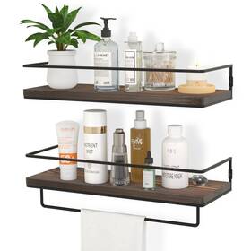 Zgo10169-brn Zgo Floating Shelves For Wall Set Of 2 Mounted Storage With Met