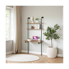 Ziothum 759868444920 Wall Mounted Desk With Shelves Industrial Ladder Style Flo... Fast Ship