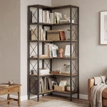 Homcom L-shaped Bookshelf, 5-TIER Corner Bookcase, Rustic Brown. Fixed Price $109.99.