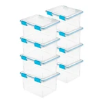 Sterilite Large 32 Qt Home Storage Container Tote With Latching Lids, (8 Pack). Fixed Price $122.89.