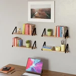 Wallniture Ponza Wood Shelves Set Of 4, Rustic 17X4.7IN, Metal Brackets. Fixed Price $40.00.