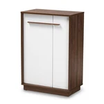 Baxton Studio Mid-century Mette Wood Shoe Cabinet White And Walnut. Fixed Price $147.40.