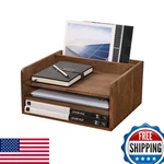 Ddyuri Wood Desk Organizer W/ 3-TRAY & Vertical File Holder For Office Home. Fixed Price $85.04.