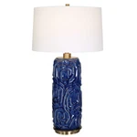Blue Zade Ceramic Table Lamp Abstract Crackled Glaze 33"H Uttermost 30221. Fixed Price $415.20.