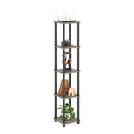 Furinno Turn-n-tube 5-TIER Corner Round Tube, French Oak Grey/black. Fixed Price $37.23.