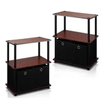 Furinno Go Green Wood 3-TIER And 2-BINS Storage Shelf Cherry/black (set Of 2). Fixed Price $93.16.