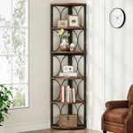 Tribesigns 67 Inch Tall Corner Shelf, Tier Rustic Bookshelf Bookcase. Fixed Price $166.99.