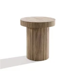 Luxenhome Wood Round Side Table, 17.7'' Dark Oak Fluted Accent End. Fixed Price $94.49.