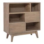 Linon Sway Bookcase 3 Open Shelves 2 Sliding Door Panels Natural. Fixed Price $219.22.
