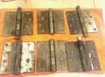 6 Vintage 4"X4" Ball Top Door Hinges And Flat Made By Stanley W. New Britain Ct. Fixed Price $48.99.