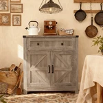 Light Gray-washed Wood Farmhouse Barn-door Storage Cabinet. Fixed Price $163.00.