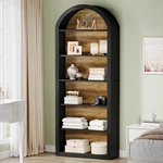6-TIER Black Arched Bookshelf 77.16" Tall Bookcase Open Display Shelving Unit. Fixed Price $209.99.