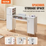 Vevor Manicure Table, Glass Top Nail Desk, White. Fixed Price $248.44.