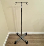 New Blickman 1305 Chrome 2-HOOK, 4-LEG Base Adjustable Height Hospital Iv Stand. Fixed Price $10.00.